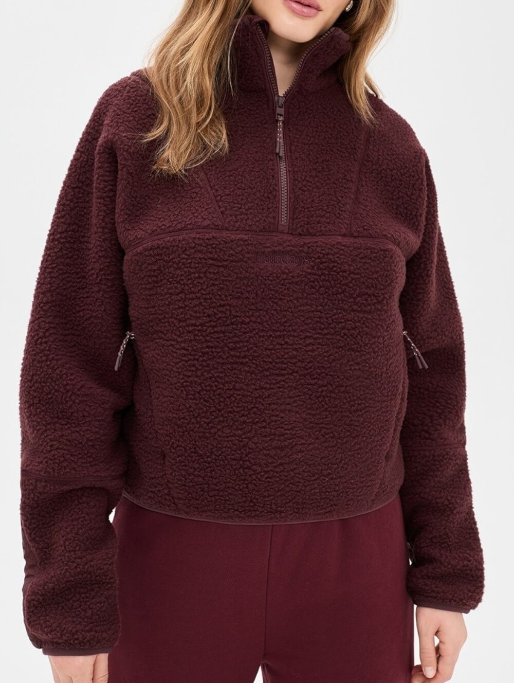 Halfdays Pieper Fleece in Glazed Cherry size S NWT